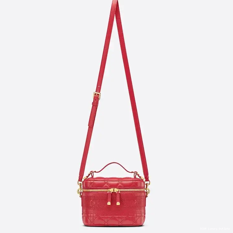 Cheap Red Case Cannage Lambskin DiorTravel Vanity Small 0421 Luxury